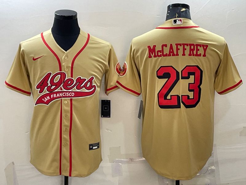 Men San Francisco 49ers #23 Mccaffrey Yellow 2022 Nike Co branded NFL Jerseys